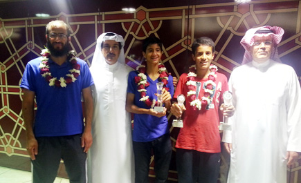 بطلا الخليج للتنس «الربدي والبيوك» وصلا للرياض متوشحين بالورود