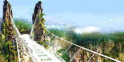 جسر زجاجي عملاق جديد فوق واد صيني 