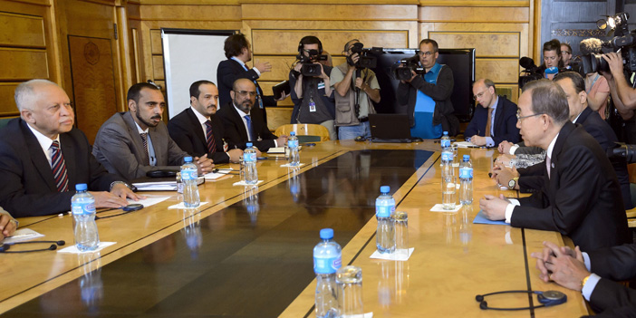  بان كي مون يجتمع مع وفد الحكومة اليمنية الشرعية في جنيف