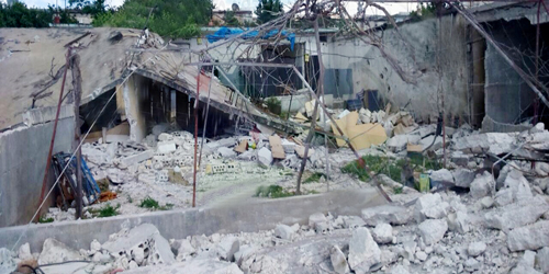  آثار الانفجار على بعض المنازل في مدينة حماة