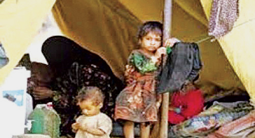  أسرة يمنية مشردة تعاني من انعدام الغذاء والملجأ