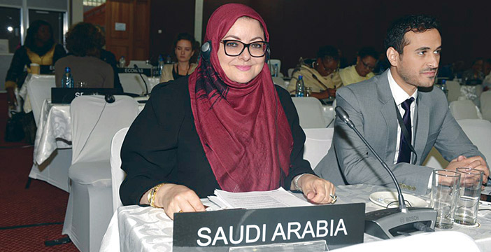  عضو الشورى هدى الحليسي خلال الاجتماع الـ134 لعمومية البرلماني الدولي