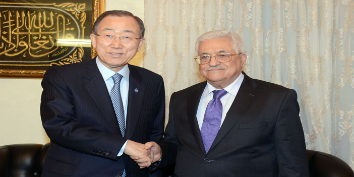  عباس لدى استقباله الأمين العام للأمم المتحدة