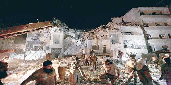   دمار في إحدى المدن السورية جراء القصف الروسي
