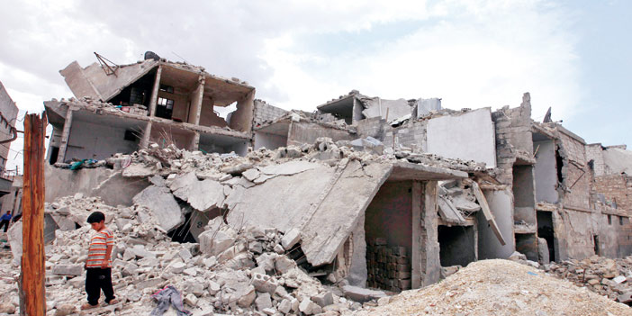   جانب من الدمار الذي حل في المدن السورية جراء القصف الجوي عليها