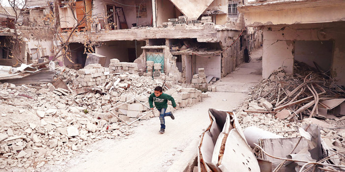  آثار قصف طيران الأسد على حلب