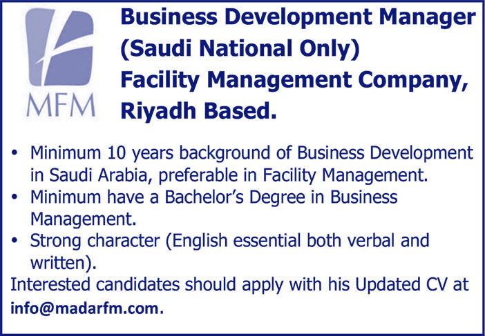 Business development Manager Facility Management Copany Riyadh Based 