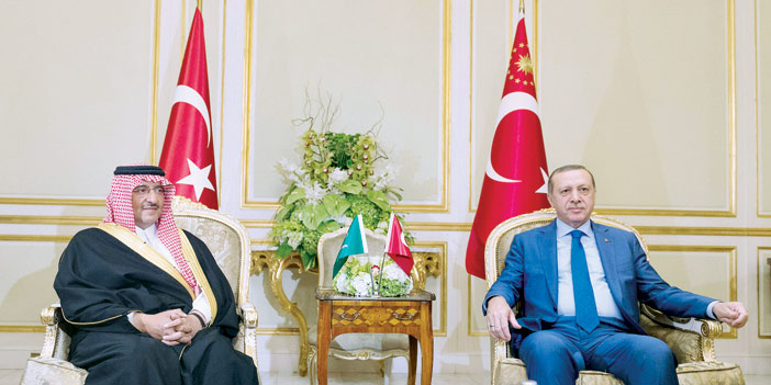  سمو ولي العهد خلال مباحثاته مع الرئيس التركي