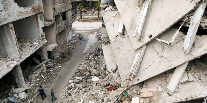  دمار للمباني في سوريا جراء غارات النظام