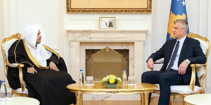  رئيس جمهورية كوسوفا خلال استقباله معالي الشيخ الدكتور محمد العيسى