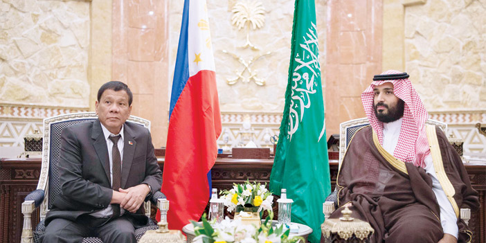 ولي ولي العهد يستعرض مع الرئيس الفلبيني العلاقات والمسائل ذات الاهتمام المشترك 