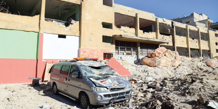  إثر الدمار جراء غارات جوية روسية بريف إدلب