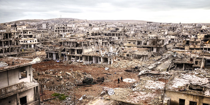  آثار الدمار الذي خلفه القتال بين قوات النظام والفصائل المعارضة على مدينة حلب السورية