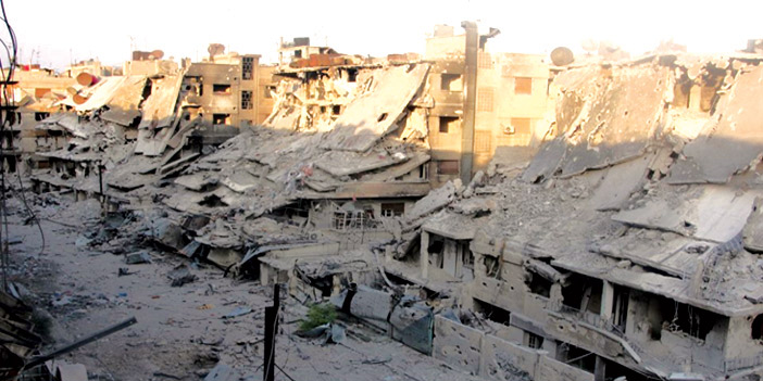  الدمار الذي طال المدن السورية من جراء قصف الأسد