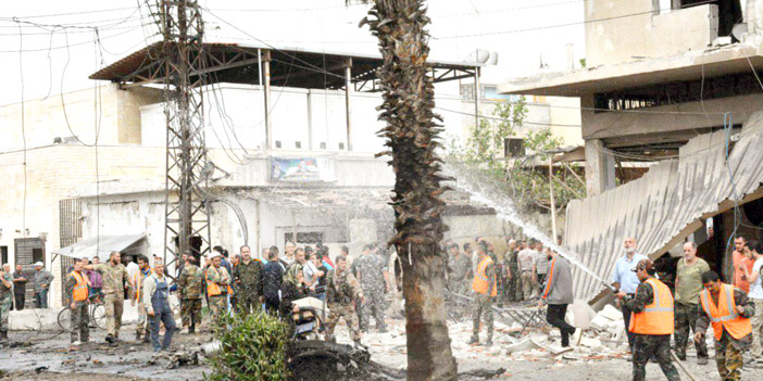  موقع الانفجار الذي وقع بمدينة حمص السورية