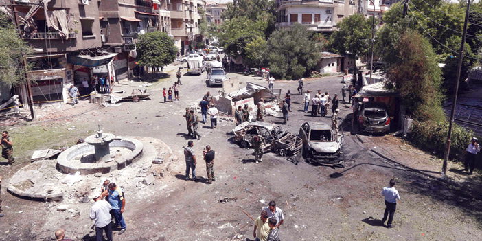   موقع التفجير الانتحاري الذي وقع في العاصمة السورية دمشق