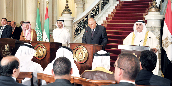  وزراء خارجية «الرباعية العربية» خلال المؤتمر الصحفي