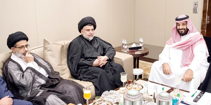  نائب خادم الحرمين خلال لقائه زعيم التيار الصدري مقتدى الصدر في جدة أمس