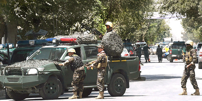  القوات الأفغانية أثناء تصديها لهجوم داعش على السفارة العراقية في كابول