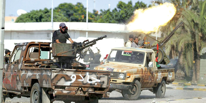  جانب من الاشتباكات بين القوات الحكومية والمتطرفين في درنة