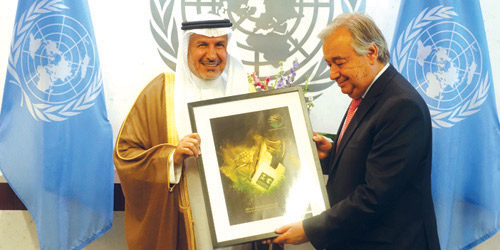  د. الربيعة خلال لقائه الأمين العام للأمم المتحدة
