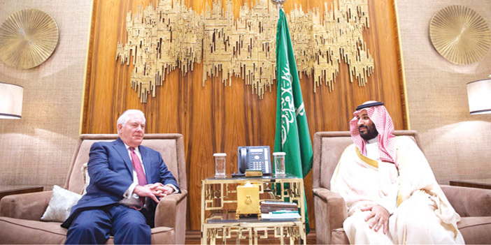  الأمير محمد بن سلمان خلال اجتماعه مع وزير الخارجية الأمريكي