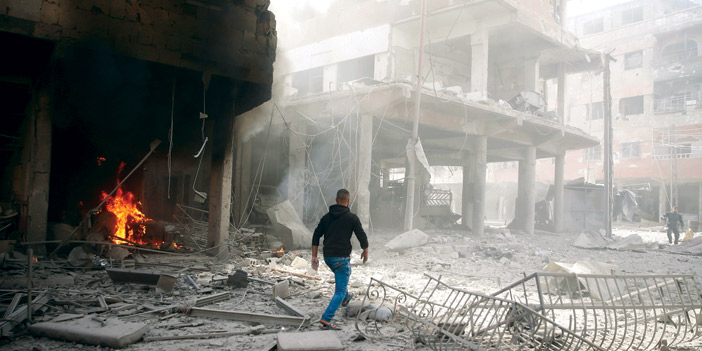   لاتزال الغوطة تعيش حالة من الدمار جراء قصف النظام عليها