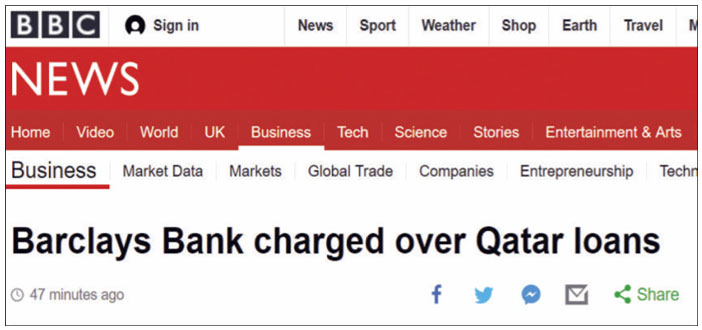 اتهامات قانونية تطال بنك باركليز بسبب قروض قطر 