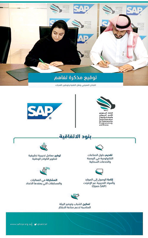 اتحاد الأمن السيبراني يوقِّع مذكرة تفاهم مع شركة SAP للبرمجيات 
