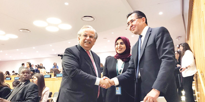  د. الرماح مع المندوب الدائم للمملكة لدى الأمم المتحدة بعد انتخابها