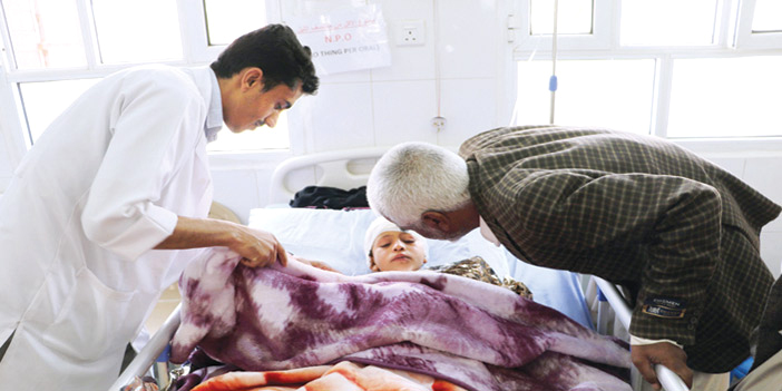  طفل يمني أصيب في إحدى ضربات الحوثيين للمدنيين