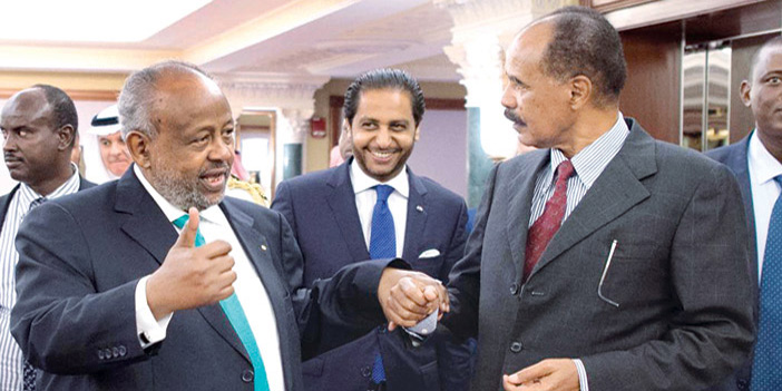  رئيسا جيبوتي وإريتريا خلال اللقاء التاريخي في جدة