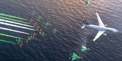 القوات الجوية تنفذ عروضاً جوية في سماء جدة احتفالاً باليوم الوطني 