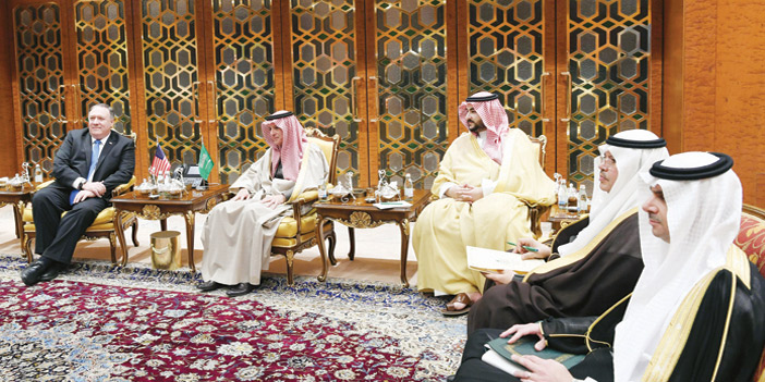  الجبير خلال جلسة محادثاته مع وزير الخارجية الأمريكي بحضور الأمير خالد بن سلمان