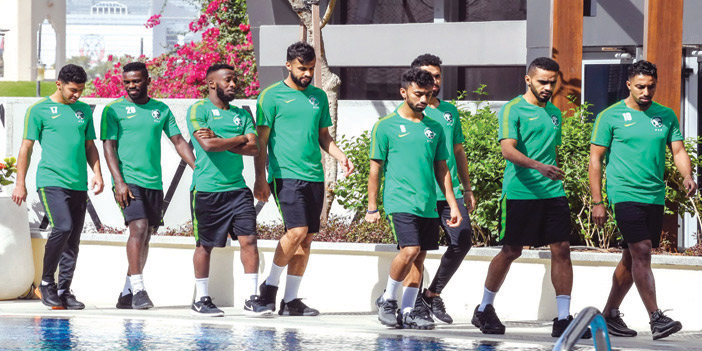  لاعبو المنتخب السعودي قبل تدريب الأمس