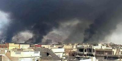 داعش يحرق المنازل بالموصل 