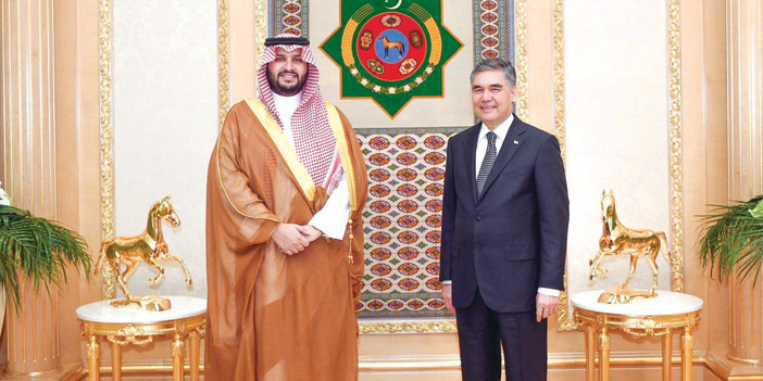  الرئيس التركمانستاني خلال لقائه الأمير تركي بن محمد بن فهد
