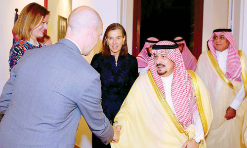  الأمير فيصل بن بندر خلال تشريفه حفل سفارة بلجيكا