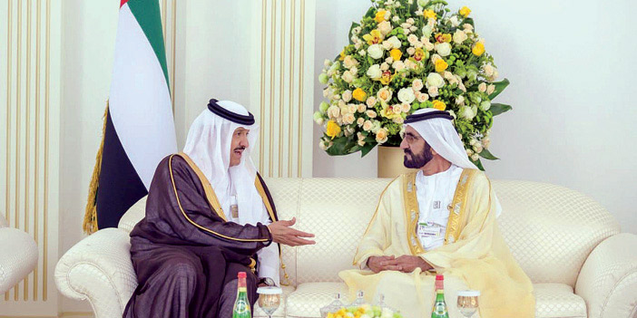  الشيخ محمد بن راشد خلال استقباله الأمير سلطان بن سلمان