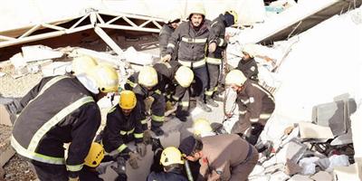 وفاة شخصين وإصابة 13 في حادثة مبنى جامعة المعرفة في الدرعية 