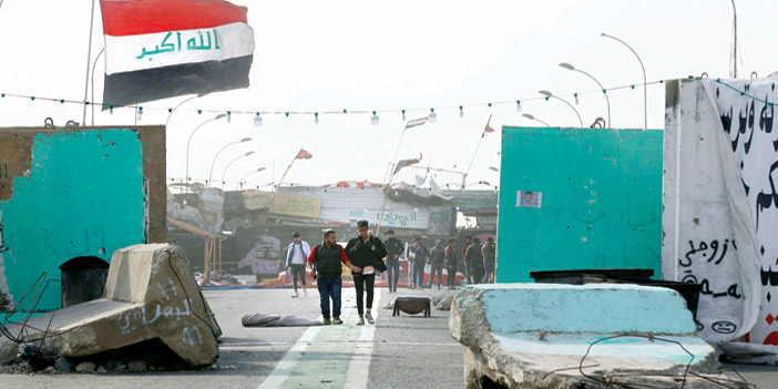  آثار الاحتجاجات الأخيرة في العاصمة العراقية بغداد