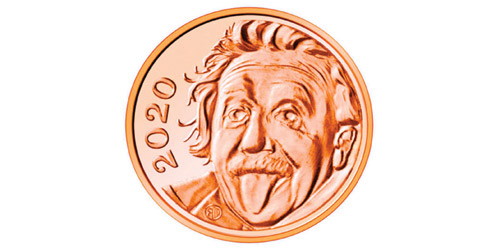 سويسرا تسك أصغر قطعة نقدية ذهبية عليها صورة أينشتاين 