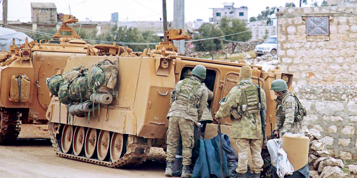  قوات تركية خلال تمركزها في إدلب