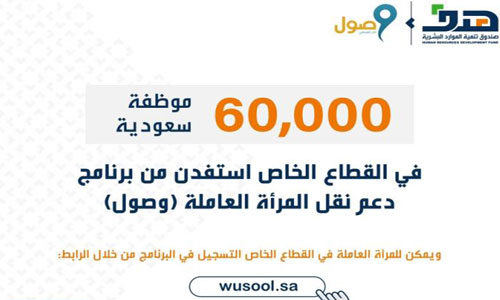 60 ألف سعودية استفدن من برنامج «وصول» 