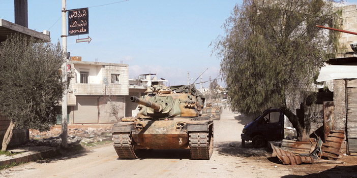  الجماعات العسكرية المدعومة من تركيا أثناء تقدمها في ريف إدلب