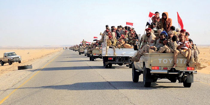 عناصر من الجيش اليمني في إحدى مراحل التقدم بعد صد الحوثي وطرده من مواقع عديدة
