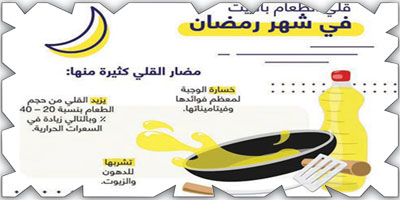مجلس الصحة الخليجي يحذر من استخدام الزيوت لقلي الطعام في رمضان 