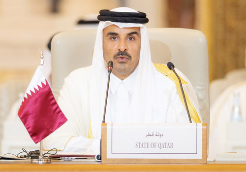  أمير قطر خلال كلمته أمام القمة
