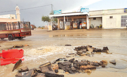 مشروع تصريف السيول والأمطار لم يعمل.. وهبوط في عدة مواقع بالشارع العام 