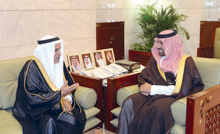 سمو نائب أمير منطقة الرياض يستقبل الدكتور المشعل واللواء المحرج 